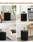 Fluted Round Side Table with Storage