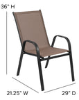 BizChair 4 Pack Brown Outdoor Stack Chair with Flex Comfort Material and Metal Frame