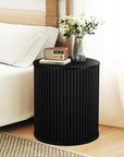 Fluted Round Side Table with Storage