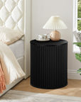 Fluted Round Side Table with Storage