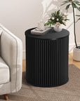 Fluted Round Side Table with Storage