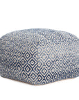 Chero Distressed Diamond 22" Square Pouf Ottoman Blue and Beige