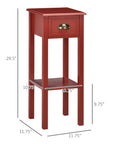 HomCom 30" Elegant Narrow Accent End Bedside Sofa Table with Storage Drawer, Red
