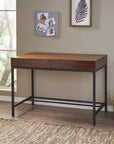 Industrial Acacia Wood Storage Desk