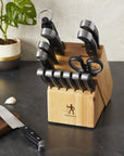 HENCKELS Statement 15-Piece Kitchen Knife Set, Chef's Knife, Steak Knives, Light Brown Block