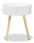 Baxton Studio Jessen Mid-Century Modern White 1-Drawer Wood End Table