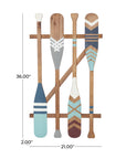 DecMode Blue Wood Novelty Canoe Oar Paddle Wall Decor with Arrow and Stripe Patterns