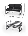 Calderon 4 Piece Outdoor Aluminum Chat Set, Dark Gray