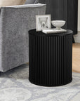 Fluted Round Side Table with Storage