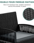 Outdoor Patio Conversation Set, Segmart 4 Pieces Rattan Sofa Set Cushioned Sofa & Charis, Deck Porch Poolside Furniture Table Set for 4, Gray