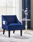 Yaheetech Modern Armchair, Mid-century Upholstered Velvet Accent Chair for Living Room, Blue