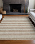 Addison Rugs Chantille Indoor/Outdoor Transitional Stripes Beige Washable Rectangle Rug, 10' x 14'