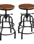 Alden Design 2pcs Vintage Metal Industrial Bar Stool Counter Height for Kitchen Bar, Brown