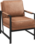 Alden Design Mid-Century Modern Accent Chair with Metal Frame, Light Brown Faux Leather