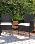 Costway 2PCS Chairs Outdoor Patio Rattan Wicker Dining Arm Seat With Cushions