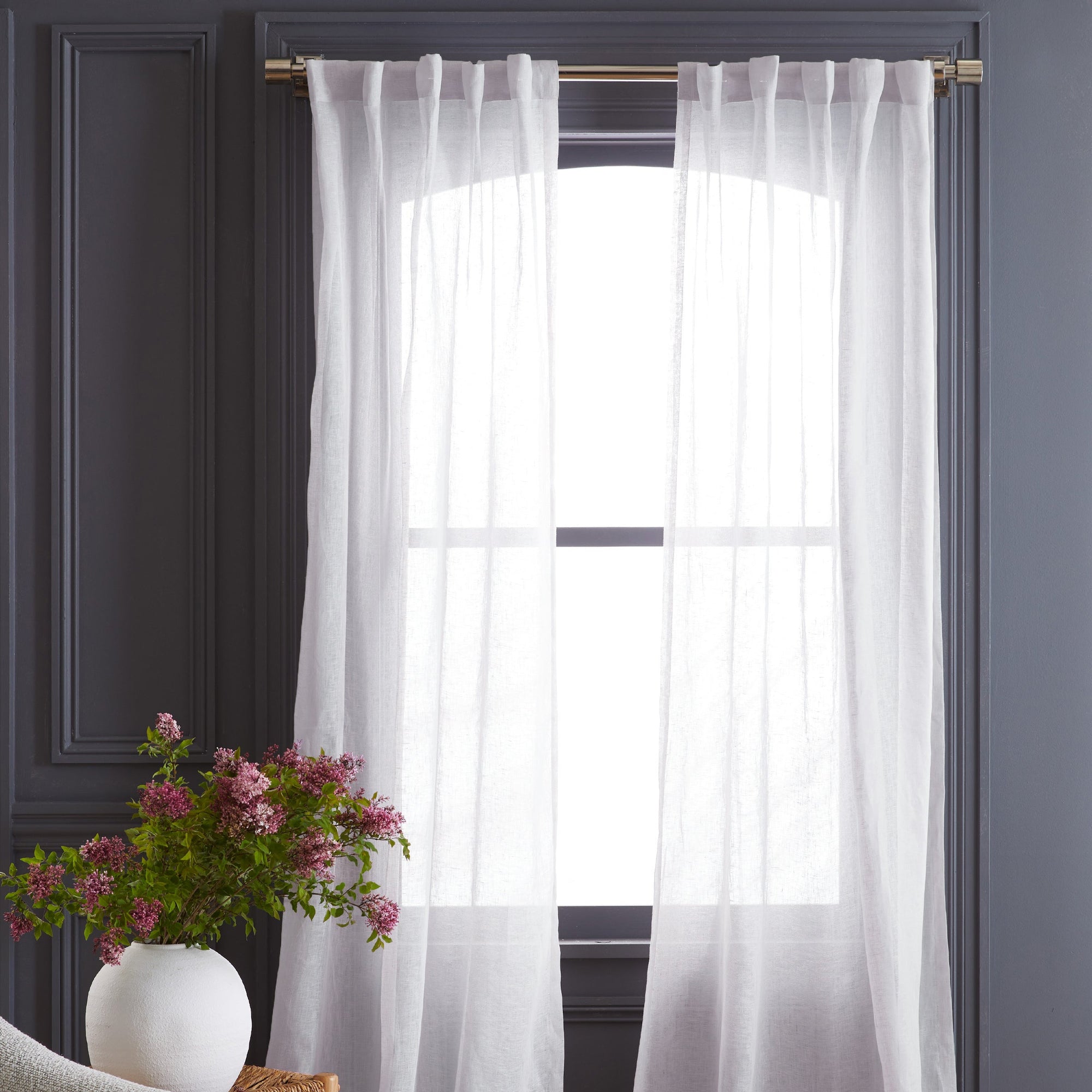 European Linen Sheer Curtain Set (Set of 2)