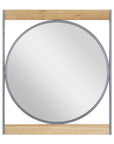 DecMode 30" x 34" Brown Wall Mirror with Wood Accents