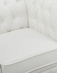 Emery Chesterfield Sofa, Luxurious Comfort for Cozy Living Rooms, Mid-Century Modern couch, Elegance & Serenity, 3-Seater Sofa White,PU