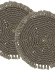 Fennco Styles Boho Macrame Cotton Placemats 15" Round, Set of 2 - Natural Braided Fringe Table Mats for Home, Dining Room, Banquets, Family Gathering and Special Events