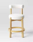 Round Wood Boucle Barstool