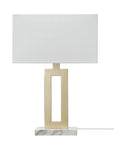 D'Alessio 20-inch Modern Gold Table Lamp, White Linen Shade, LED Bulb Included