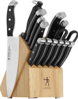 HENCKELS Statement 15-Piece Kitchen Knife Set, Chef's Knife, Steak Knives, Light Brown Block
