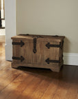 Household Essentials Victorian Storage Trunk with Metal Hinge Accents, Small