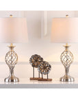 Safavieh Lattice 26.75 Inch H Urn Table Lamp-Nickel (Set of 2)