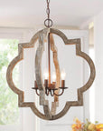 4-Light Wooden Farmhouse Chandelier