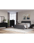 Elora Fully Upholstered Platform Bed in Charcoal Velvet