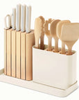 Wooden Utensil Set & Knife Block | Stainless Steel | Caraway