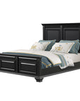 Roundhill Furniture Renova Vintage Black Wood Panel Bed, Queen