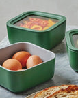 Non-Stick Ceramic-Coated Small Glass Container | Food Storage Container | BPA-Free