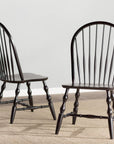 Sunset Trading Black Cherry Selections Windsor Spindleback Dining Chair | Fully Assembled Kitchen Chair | Modern Farmhouse Minimalist Country Cottage | Antique Black | Set of 2