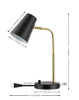 Arynn, 19 Inch, Black/Brass, Iron Table Lamp W/ Usb Port- TBL4457A-U