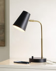 Arynn, 19 Inch, Black/Brass, Iron Table Lamp W/ Usb Port- TBL4457A-U
