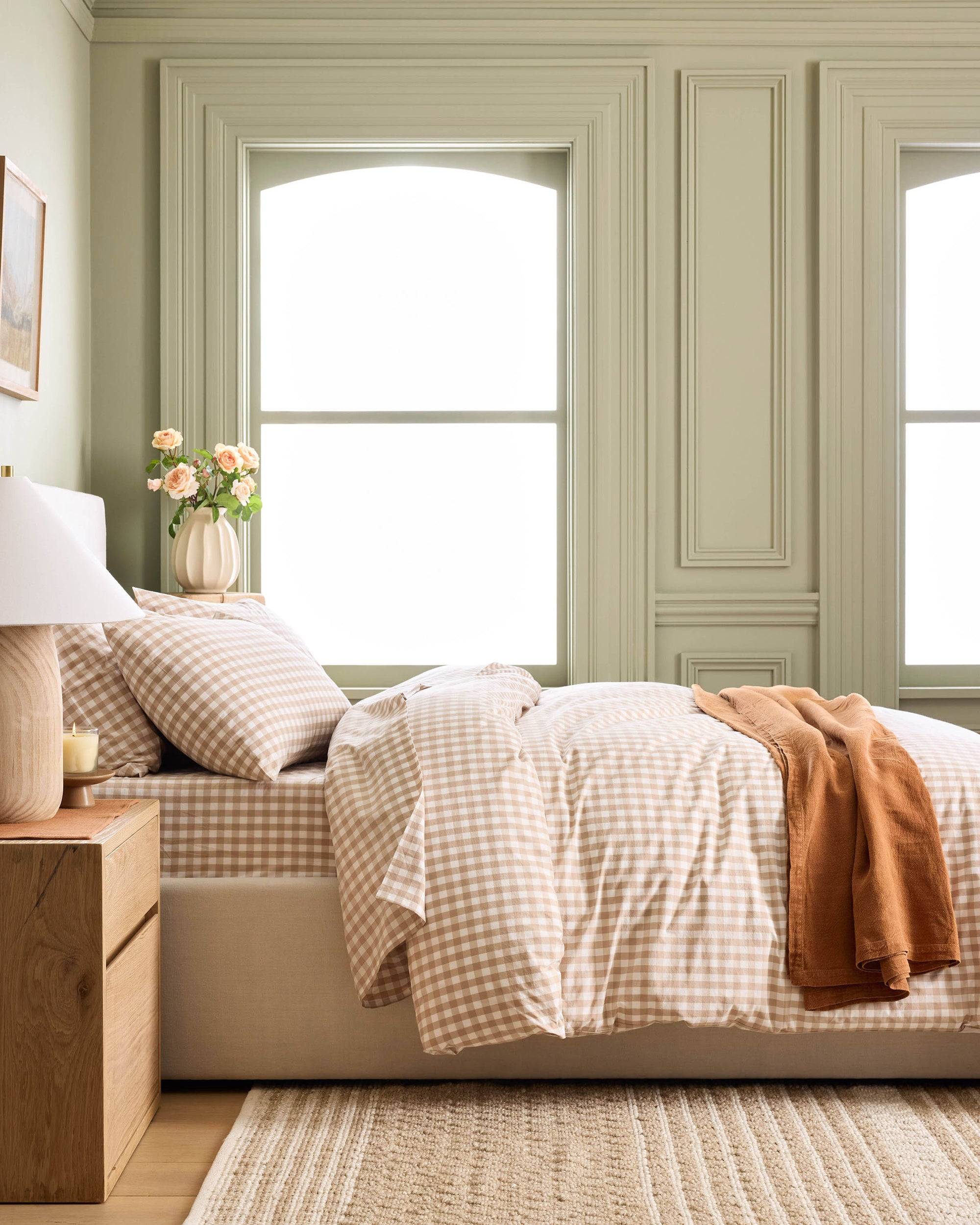 Classic Organic Percale Gingham Duvet Cover Set