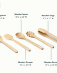 Utensil Set | 5-Piece Wooden Cooking Utensils | Caraway