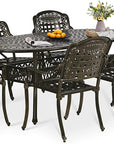 W WARMHOL 9-Piece Patio Dining Set, Outdoor Patio Table and Chair Set of 83.8" Oval Cast Aluminum Dining Table with Umbrella Hole and 8 Outdoor Dining Chairs, Patio Funiture Set for Lawn Garden