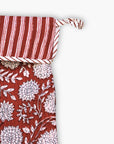 Block-Printed Quilted Christmas Stocking - Cherry Red