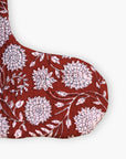Block-Printed Quilted Christmas Stocking - Cherry Red