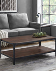 Woven Paths Wilson Angle Iron Rustic Coffee Table, Dark Walnut