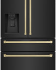 ZLINE 36" Autograph Edition 21.6 cu. ft Freestanding French Door Refrigerator with Water and Ice Dispenser in Fingerprint Resistant Stainless Steel with Gold Accents (RFMZ-36-G)