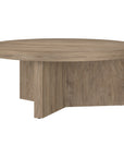 Antiqued Gray Oak Round Coffee Table