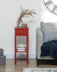 HomCom 30" Elegant Narrow Accent End Bedside Sofa Table with Storage Drawer, Red
