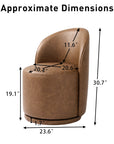 DREAMSIDEA Swivel Dining Chair, Upholstered Barrel Accent Chair for Dining Room & Kitchen Chairs, Morden Round Vanity Chair for Living Room&Bedroom, Faux Leather-Brown