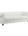 Emery Chesterfield Sofa, Luxurious Comfort for Cozy Living Rooms, Mid-Century Modern couch, Elegance & Serenity, 3-Seater Sofa White,PU