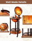 Canddidliike 16th Century Wood Globe Wine Bar Stand, Globe Wine Bar Stand, Liquor Bottle Shelf, Vintage Italian-Inspired Barware