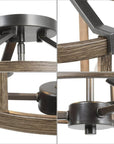 LNC Rustic Farmhouse 3-Light Semi-Flush Ceiling Light Distressed Wood