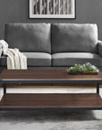 Woven Paths Wilson Angle Iron Rustic Coffee Table, Dark Walnut